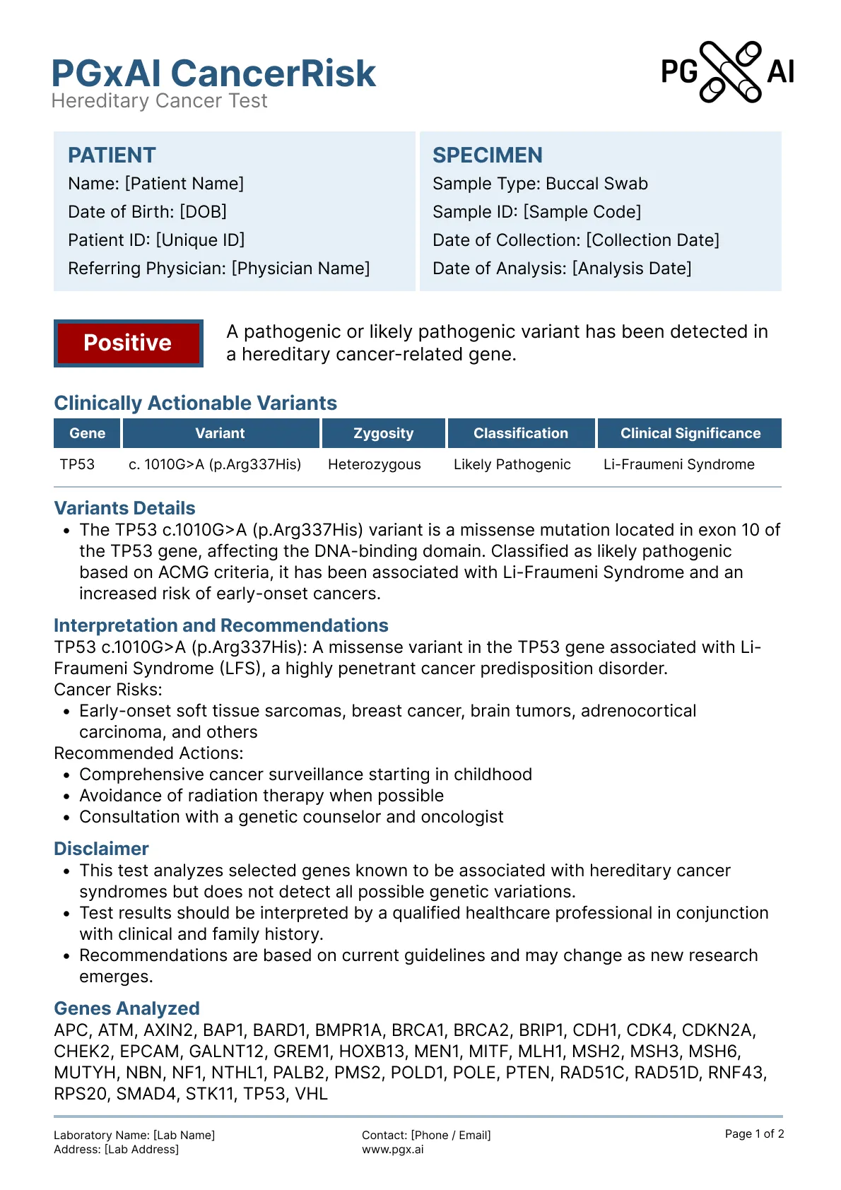 مثال على التقرير